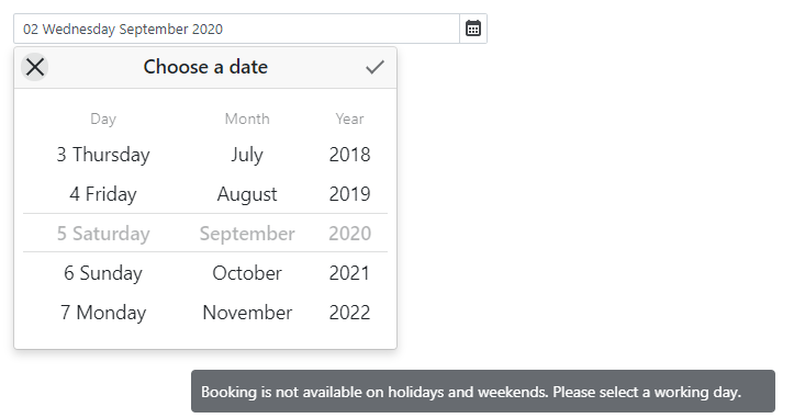 Date Edit Disabled Date Notification