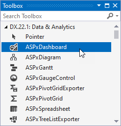 Add the Dashboard Control from the Toolbox