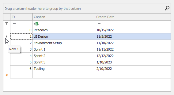 Display Custom ToolTips for Row Indicator Cells in the WinForms Data Grid Control