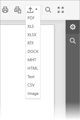web document viewer export menu
