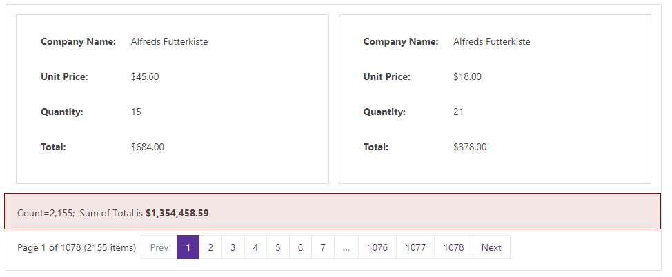 CardViewTotalSummary