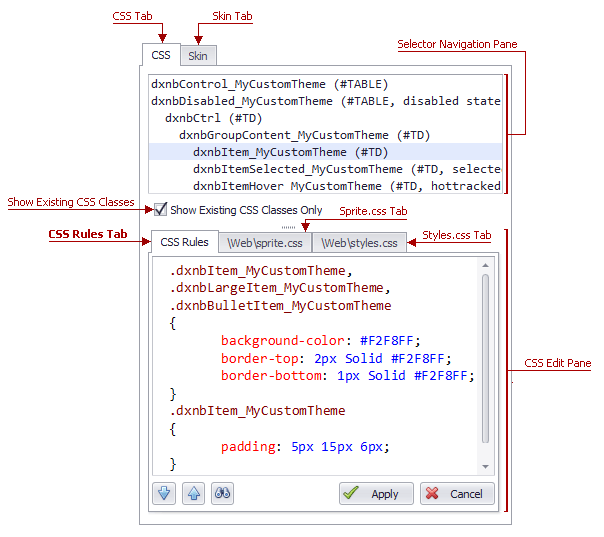 ASPxThemeBuilder-UI-CSSRulesTab