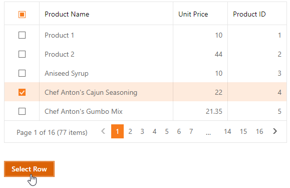 SelectRows Method ASP.NET Web Forms Controls DevExpress