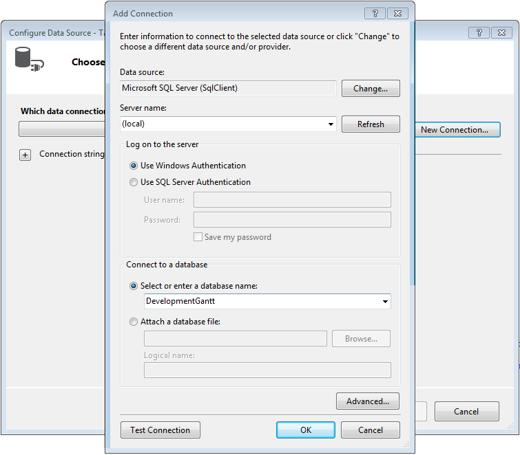 Gantt - Bind to Data - Add Connection