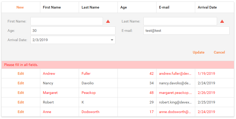 devexpress xamarin grid add row button