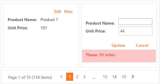 CardView - Edit Item Template Validation