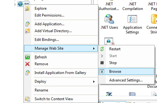 Manage Web Site - Browse Mode