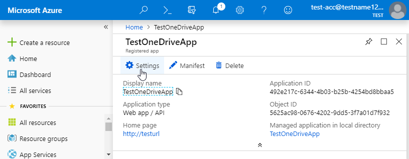 One Drive - Application's Settings