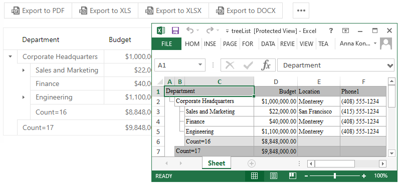 TreeList - Export