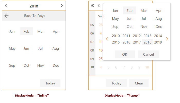 ASPxCalendar-DisplayMode