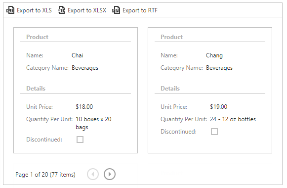 ASPxCardView-Export-ToolbarItems