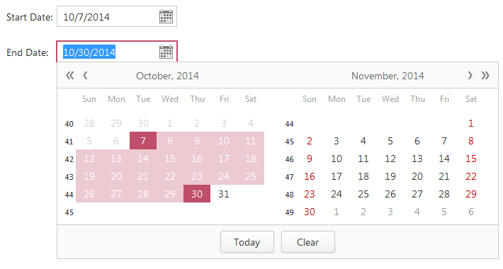 Date Range Asp Net Controls And Mvc Extensions Devexpress Documentation