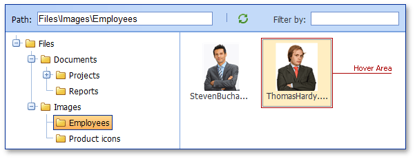 ASPxFileManager - Hover Area