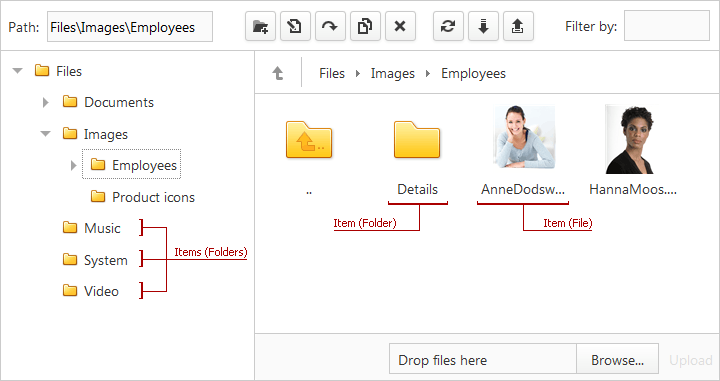 ASPxFileManager - Items