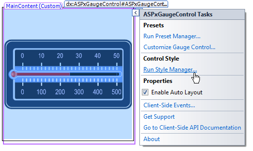 ASPxGauges - Run Style Manager