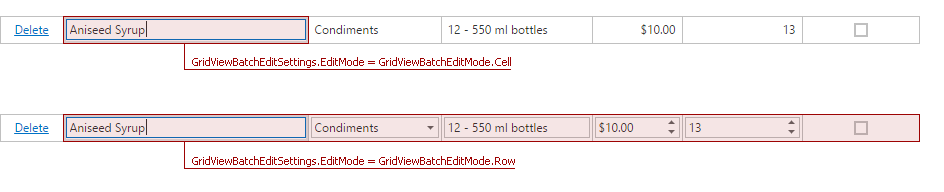 ASPxGridView Batch Mode Edit Mode