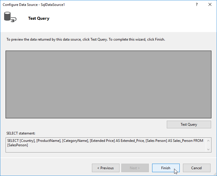 Finish data source settings