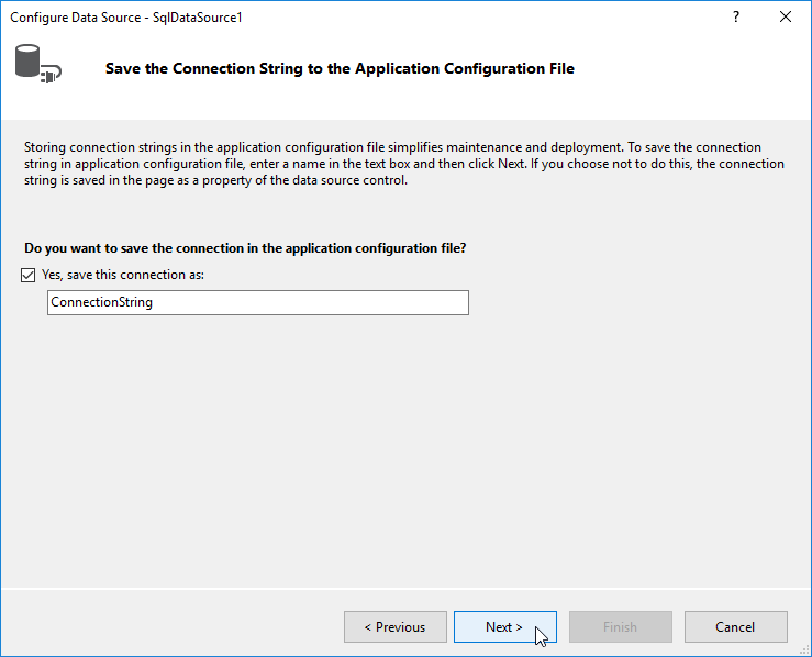 Specify a connection string