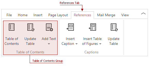 ASPxRichEdit - TOC - RibbonTab - Contents