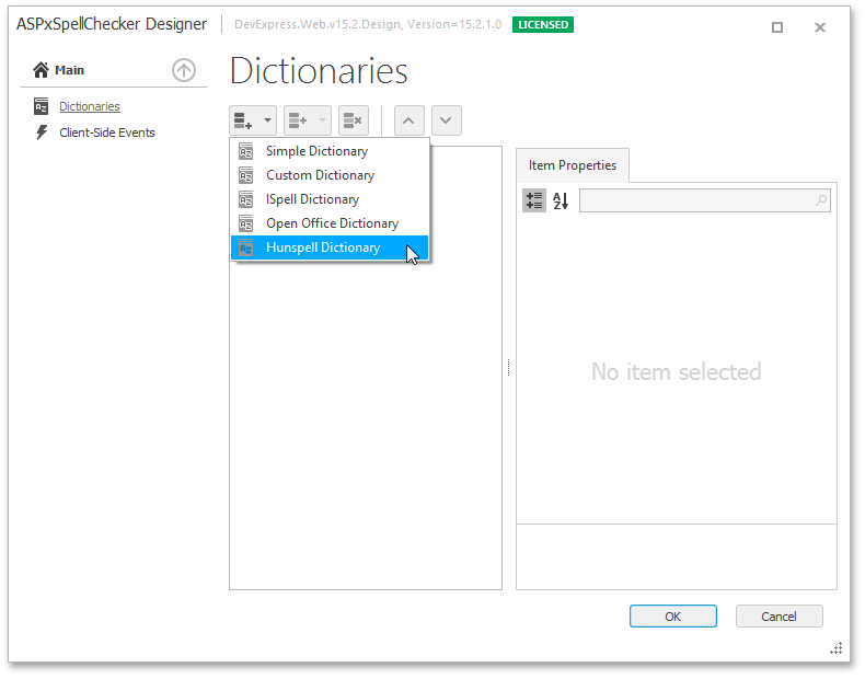 ASPxSpellChecker_SmartTag_Dictionaries