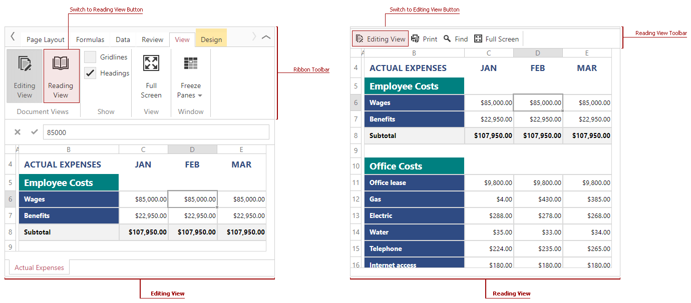 ASPxSpreadsheet - ReadingView