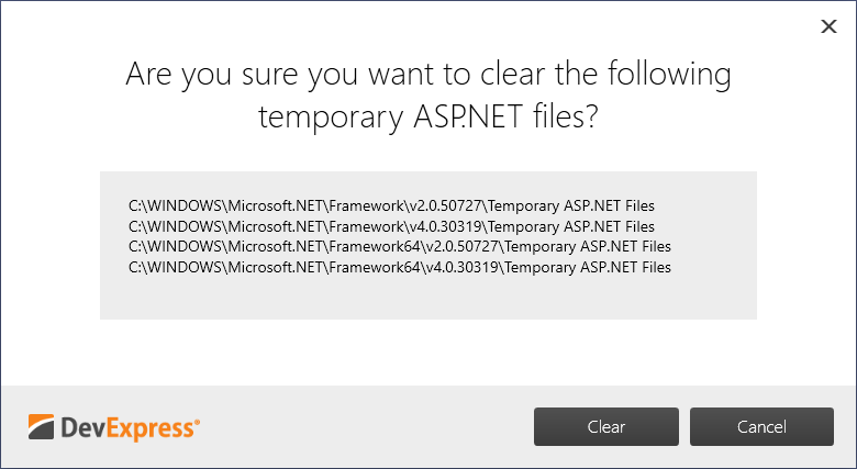 DevExpress Clear Temporary ASP.NET Files Tool