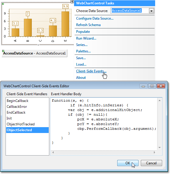 How to Show Custom Data in a Web Chart Using ASPxPopupControl ASP