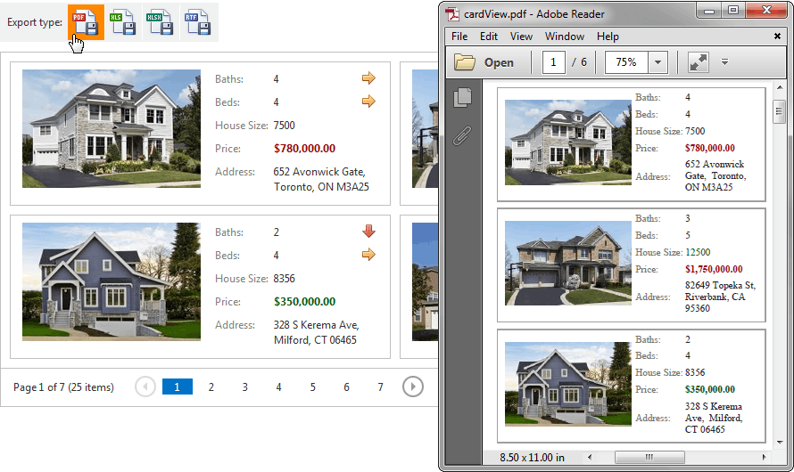 MVCxCardView-Export-Custom