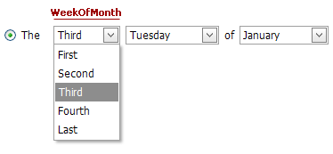 YearlyRecurrenceWeekOfMonth