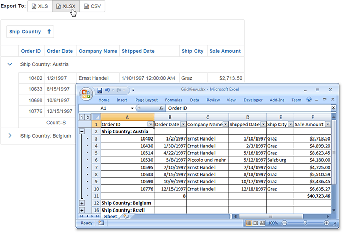 devexpress grid export pdf