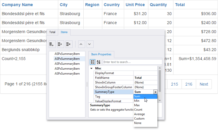 BootstrapGrid_TotalSummary