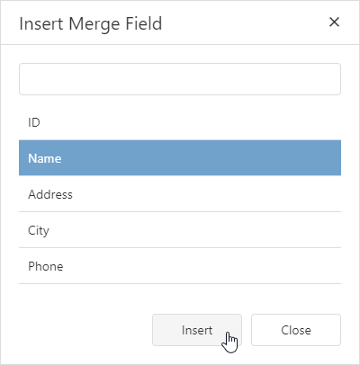 Insert Merge Field