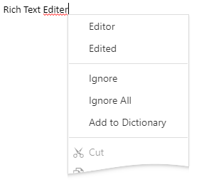 Context menu with suggested words