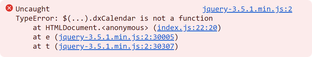 The 'Uncaught TypeError' error in the browser console