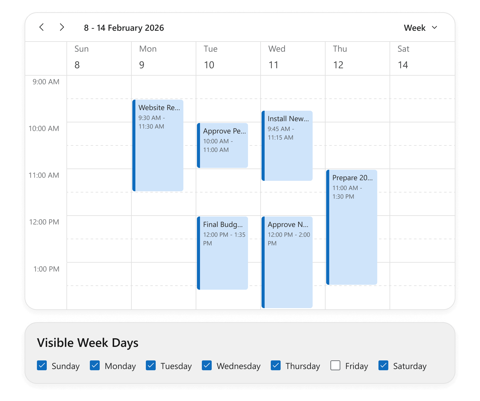 DevExtreme Scheduler - Hide Days of the Week