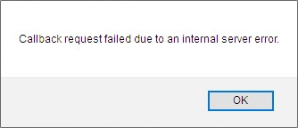Callback request failed error
