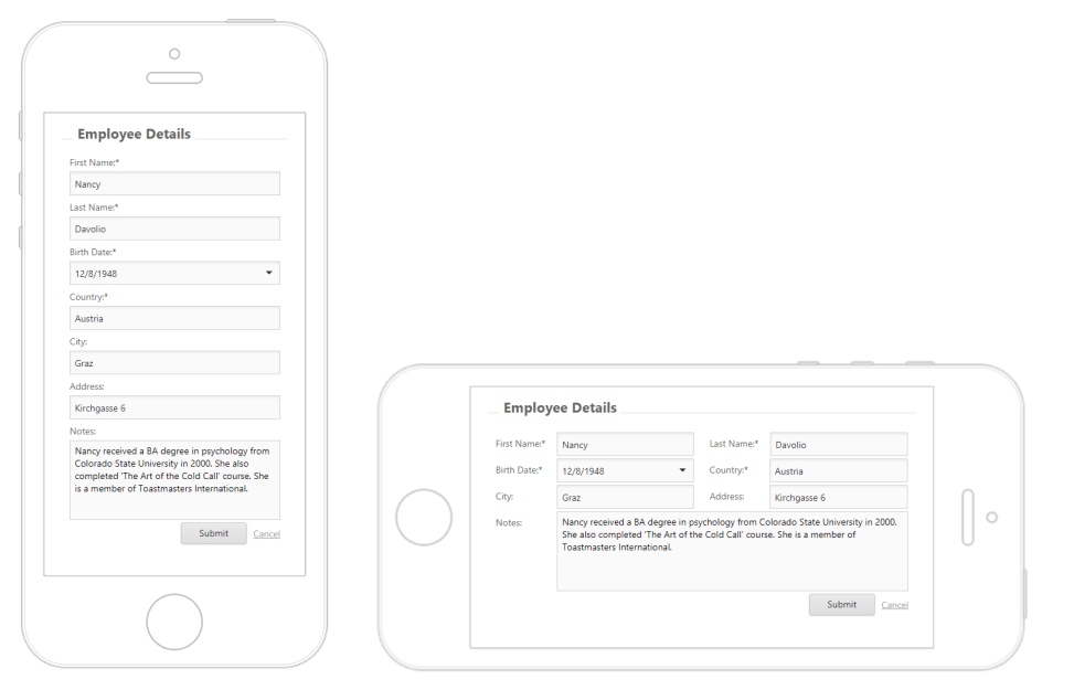 ASPxFormLayout - Adaptivity