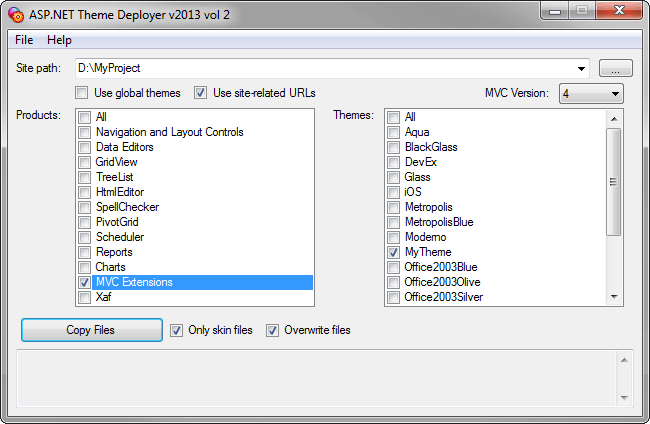 ASPxThemeDeployer_MVC