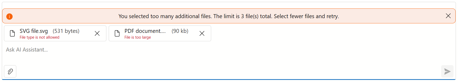 AI Chat - File Upload Validation Errors