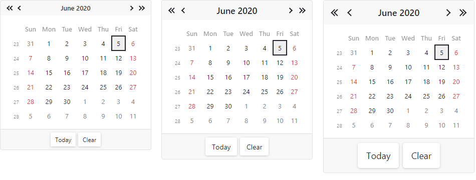 Blazor Calendar size modes