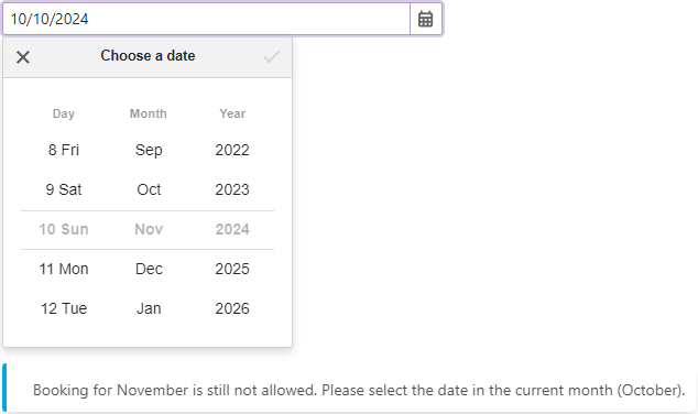 Date Edit Out of Range Dates Notification