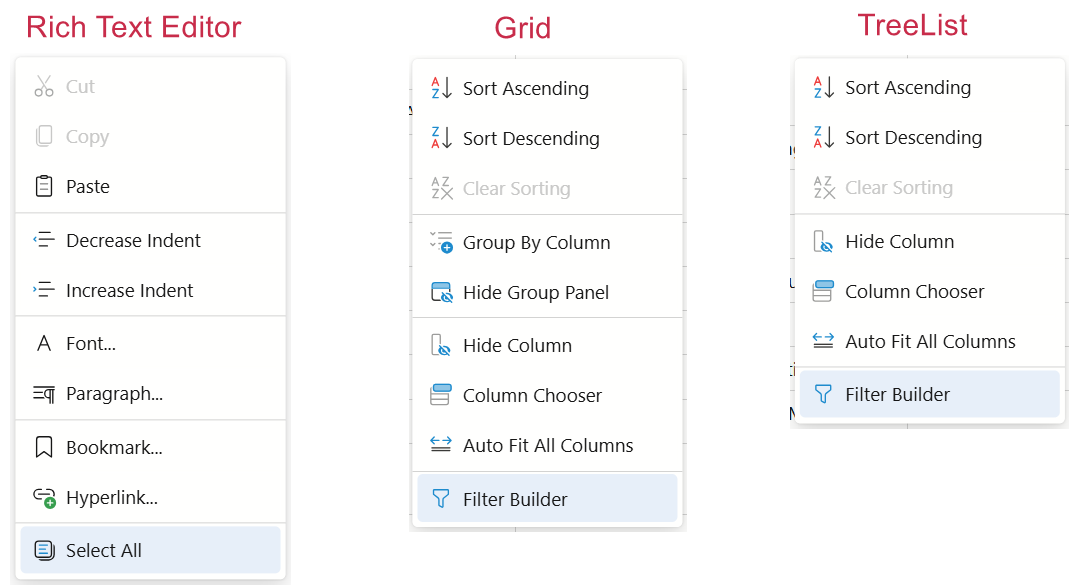 RichEdit, Grid, TreeList - Assign CSS Class to a Context Menu Item