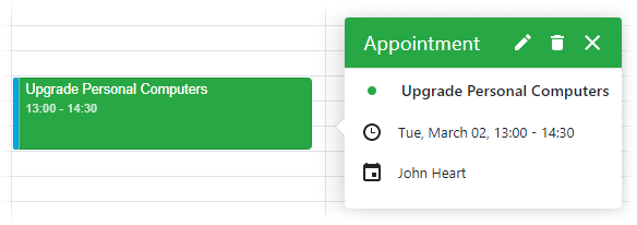 Scheduler - Default appointment tooltip
