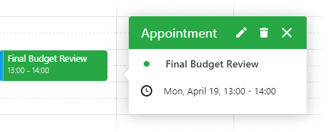 Scheduler - An appointment tooltip