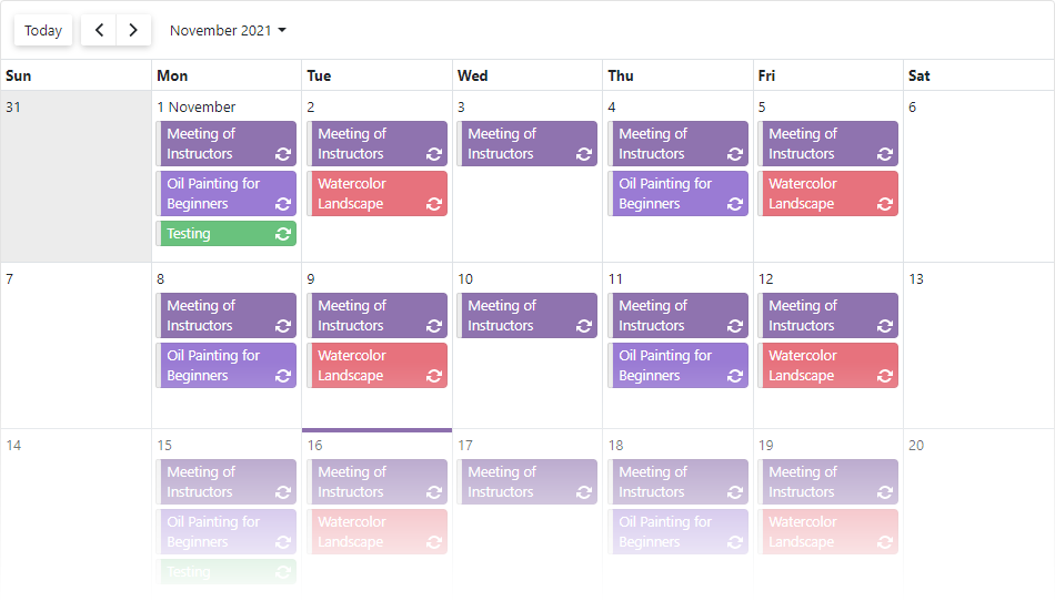 Scheduler - Resource Day of Week Template