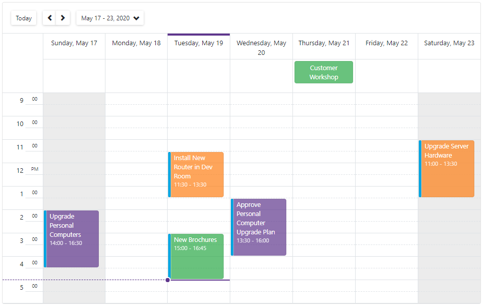 Get Started with Scheduler - Week view