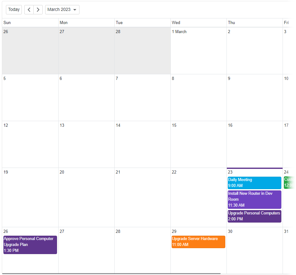 Scheduler - An appointment template for Month view