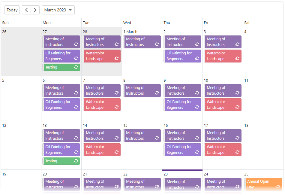 Scheduler - Month view