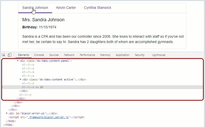Tabs Render Mode - Default
