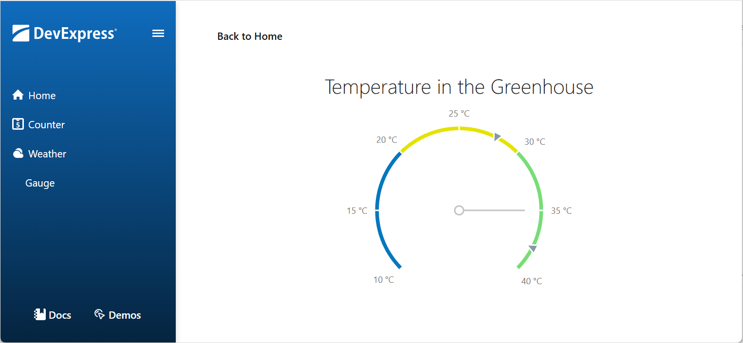 JavaScript-based Circular Gauge in Blazor Application